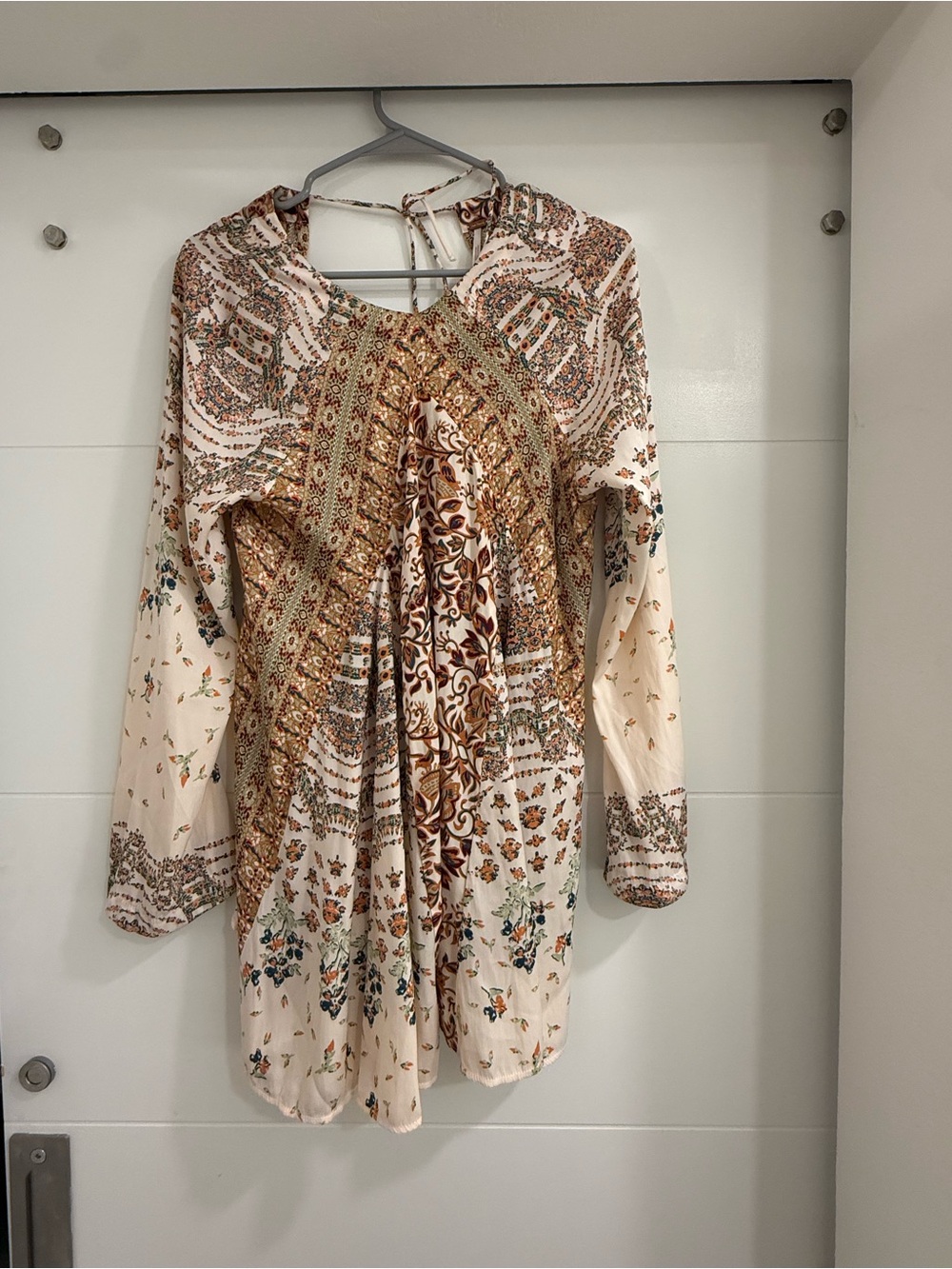 Free People Floral Patchwork Tunic in Cream, Brown and Olive. XS. Like New.